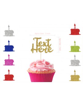 Personalised Glitter Happy Birthday Cupcake Any Name Any Age Cupcake Toppers 