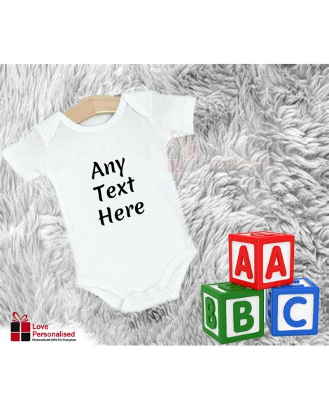 Personalised Custom Baby Vest ANY TEXT Baby Grow Bodysuit Reveal Announcement