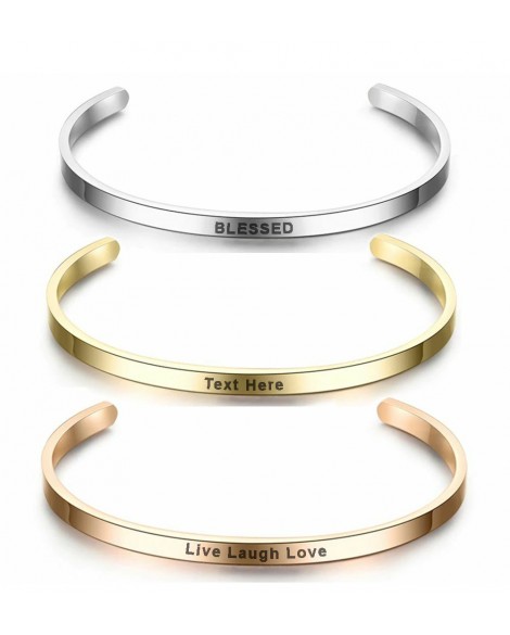 Personalised SMALL SIZE Engraved Bracelet Cuff Bangle with Any Text / Name ♥ ( Suitable for Kids & Small wrist )