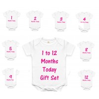 Personalised  Baby Vest Grow / Bodysuit  gift 12 Months set
