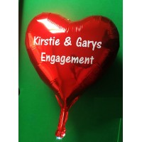 Personalised 18" Heart Foil Helium Balloon Any Text - Choice of colours