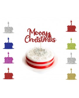 Personalised Glitter Christmas Cake Topper xmas Party Decoration