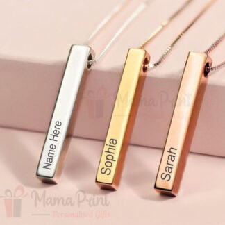 Personalised Name Bar Necklace Custom Engraved Jewellery Gift Stainless Steel