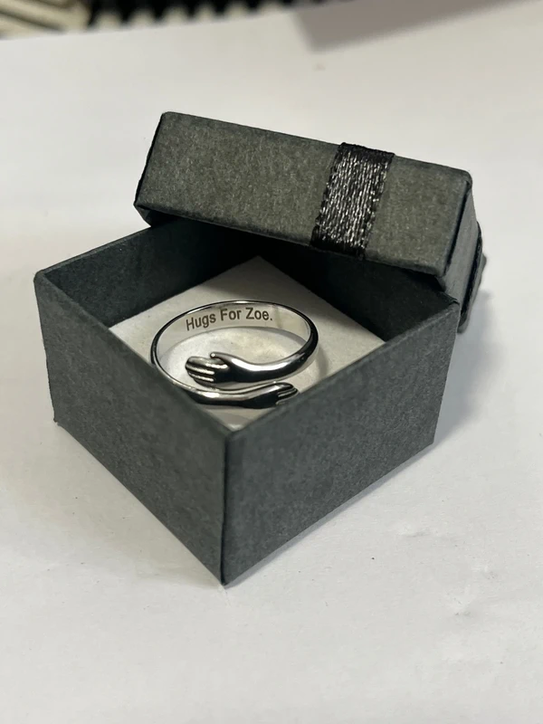 Personalised Hug Ring, Adjustable Open Finger Ring, Women's Stainless Steel Jewellery - Image 4