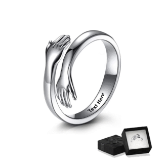 Personalised Hug Ring, Adjustable Open Finger Ring, Women's Stainless Steel Jewellery